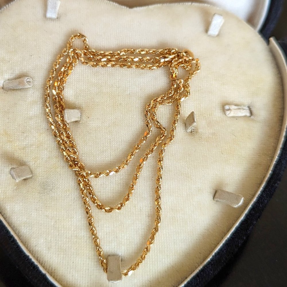Vintage 14k Gold 24" Rope Chain Necklace, 9.47g